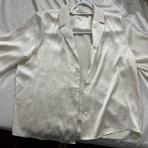 Wilfred Pearl Silk Button Down Top